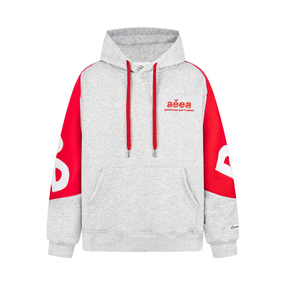 美式字母贴布刺绣拼接连帽卫衣