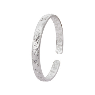 顺钦银楼S9999纯银手镯女玉珠足银镯子新中式银手饰古风好运礼物