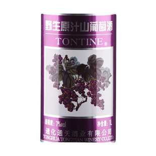 红酒 通化特产通天野生原汁山葡萄酒1000ml单支甜红低度送开瓶器