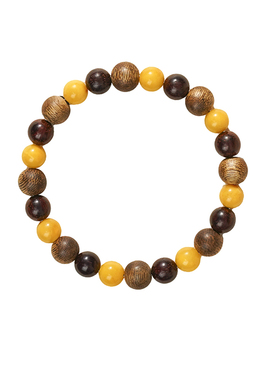 天然小叶紫檀檀香木串珠手串女款蜜蜡补土沉香补木五行相济手链l