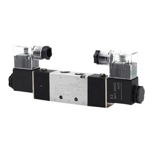 4V220-08双控气动电磁阀24V双头线圈阀门二位五通气缸控制换向阀