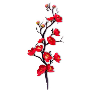 蛋糕装饰祝寿寿公婆摆件财神爷仿真红色梅花插件插旗纸质插件