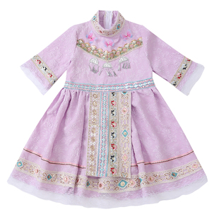 新款儿童广西三月三壮族服装女童演出服苗族哈尼瑶族少数民族服饰