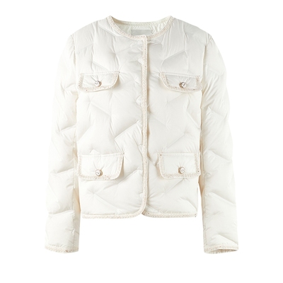 秋水伊人小香风花边羽绒服外套