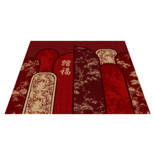 红色入户门垫进门地垫玄关喜庆脚垫耐脏防滑家用大门口可裁剪地毯