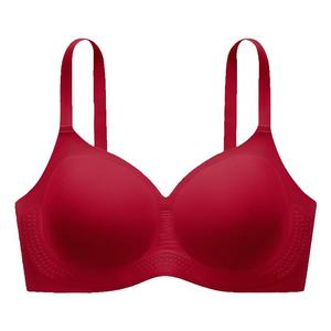 菇娘家大胸本命年红色内衣聚拢无痕结婚新款大码文胸内裤套装女
