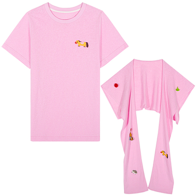 落落狷介短袖搭配披肩T恤女