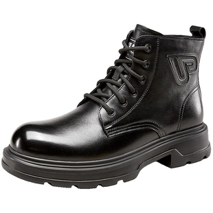 意尔康男鞋2025冬季真皮马丁靴休闲男款高帮皮鞋加绒男士中帮靴子