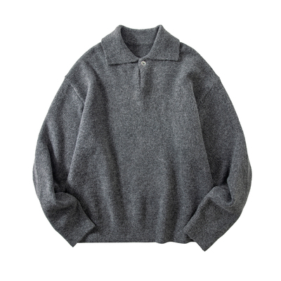 秋冬男女POLO翻领半开襟羊毛衫