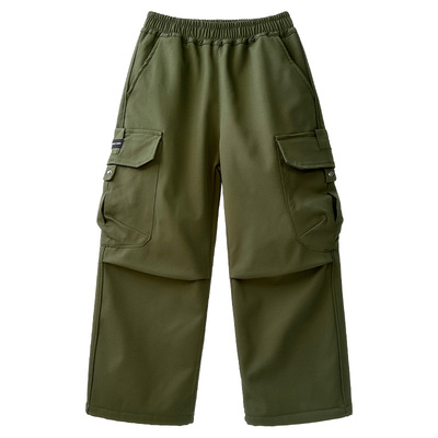 儿童装男童加厚裤子冬季加绒2025新款中大童秋冬款男孩休闲工装裤