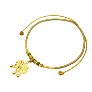 婴儿金锁包编绳抓周礼项圈宝宝一周岁生日手工编织吊坠红绳礼盒