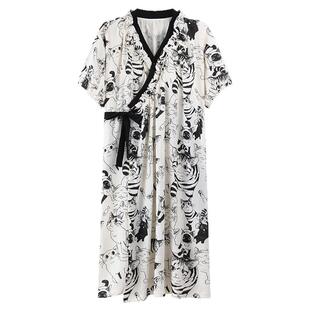 2026超火云朵棉睡袍女夏季可爱卡通短袖纯棉睡裙带胸垫睡衣中长款