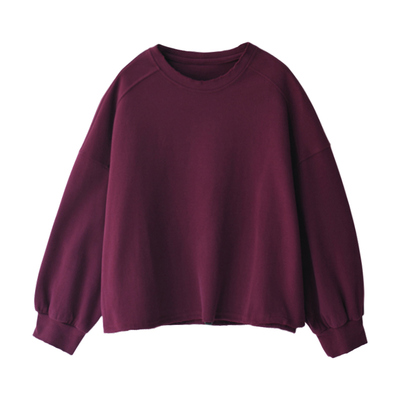 宽松蝙蝠袖短款卫衣文艺复古