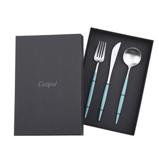 葡萄牙Cutipol土耳其蓝银不锈钢牛排刀叉勺筷子套装结婚送礼礼盒