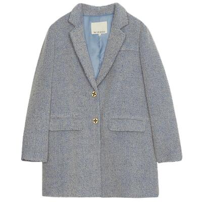 谜底毛呢大衣女春新款通勤风时尚西装领单排扣外套241MD0104