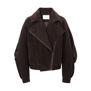 SINGLE MOMENT 25AW法式复古短款麂皮绒翻领夹克外套工装上衣女
