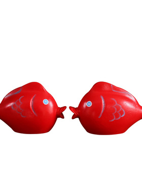 北欧简约轻奢木质工艺品红色鲤鱼摆件情侣对鱼超萌婚庆结婚礼物