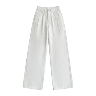 李李服饰白色天丝牛仔裤女2026春季新款高腰宽松显瘦三防垂感长裤
