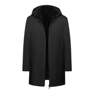 北美NAFA貂绒一体两面穿貂皮大衣整貂中长款派克服连帽皮草外套男