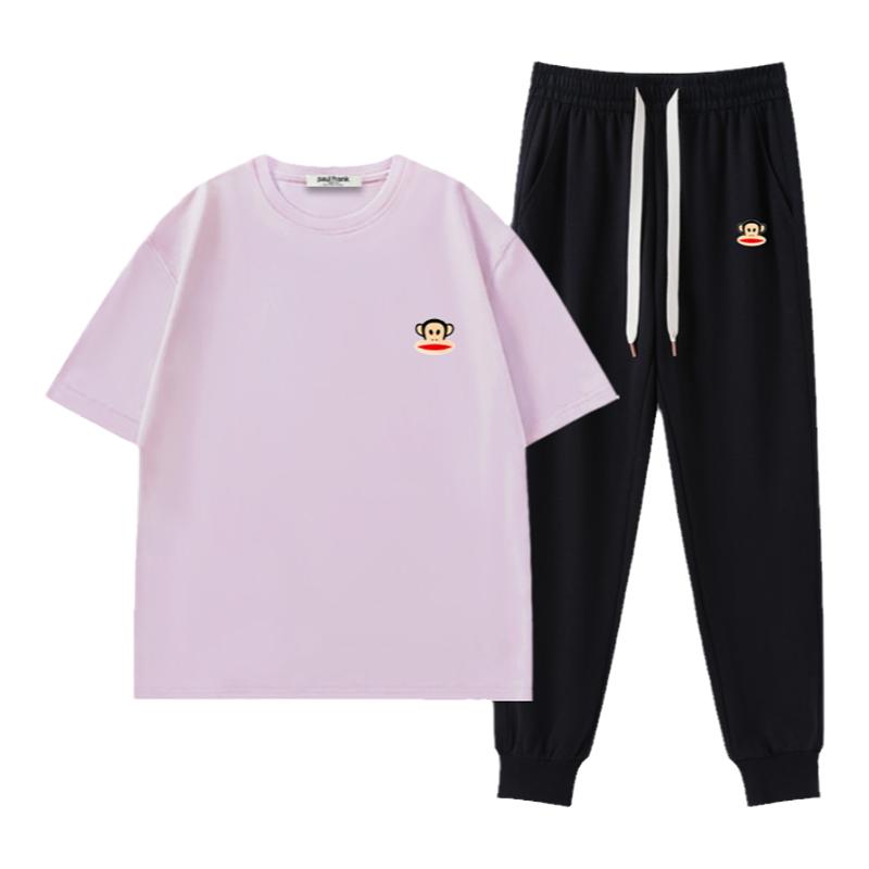 Paul frank/大嘴猴純棉短袖T恤夏季薄款衛(wèi)褲長褲休閑寬松運(yùn)動(dòng)套裝