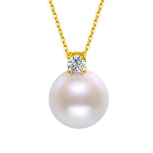 海蒂珠宝 冰糖 12-13mm正圆强光淡水珍珠王妃款吊坠18K金送女友礼