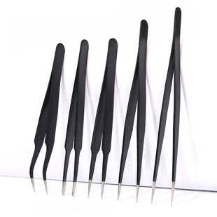 谊华防静电镊子不锈钢尖头弯头燕窝挑毛夹精密电子工具镊子