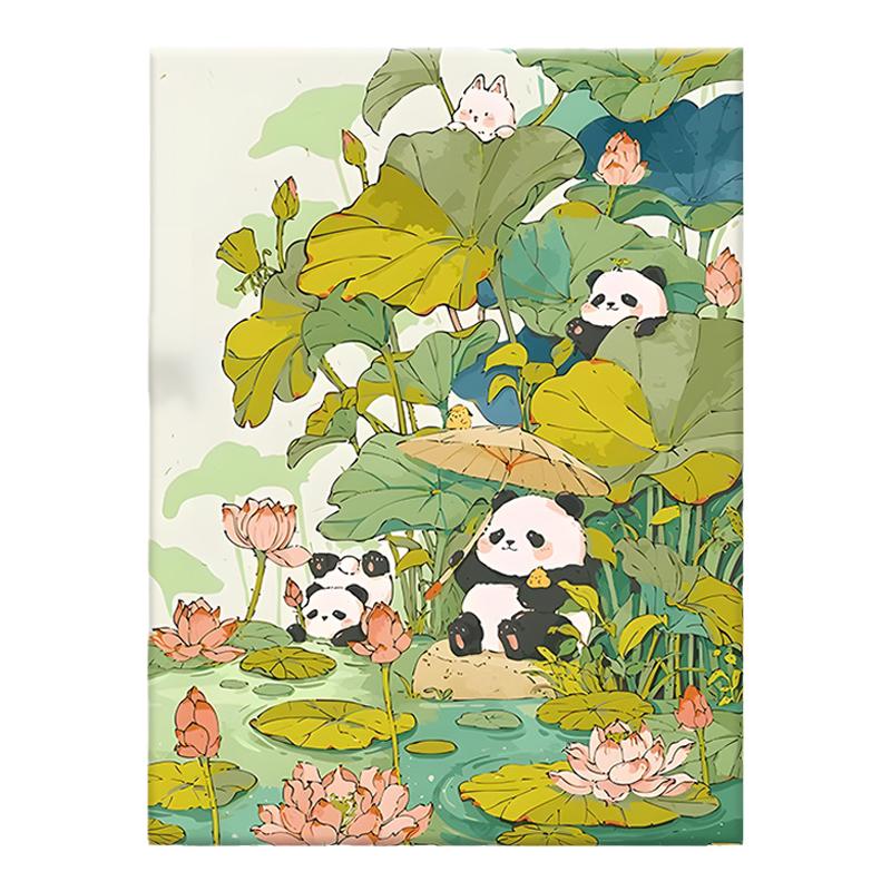 自在色彩桃花源熊猫数字油画