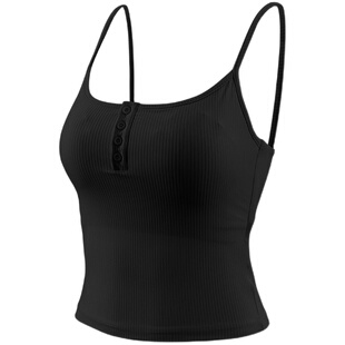 Mitaogirl卡戴珊塑身螺纹固定杯健身背心女细肩带瑜伽服运动上衣