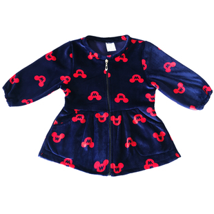 女童罩衣韩版长袖正穿带蝴蝶结拉链银狐绒秋冬可爱宝宝羽绒服罩衣