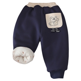 男童加绒裤子新款2026韩版冬季保暖裤儿童加厚棉裤一条过冬夹棉裤