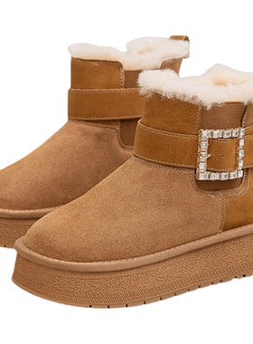 原创磨砂牛皮时尚休闲厚底雪地靴