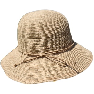 帽子女夏天细拉菲草帽女旅游度假沙滩帽大沿可折叠遮阳帽女小清新