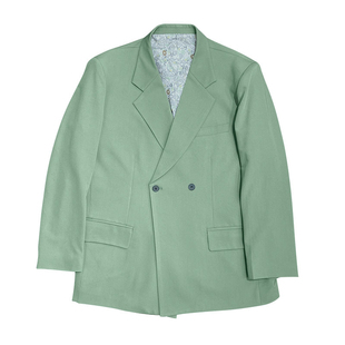 茶系上衣绿色茶歇风外套忧郁的冷淡系西装高级感奶系穿搭早春套装