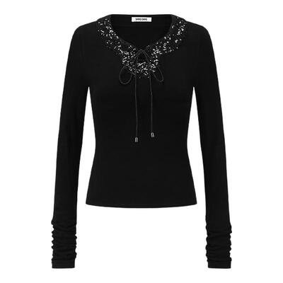 SHRO ENRO Perfect distance 重工亮片拼接打底衫长袖T恤 301469