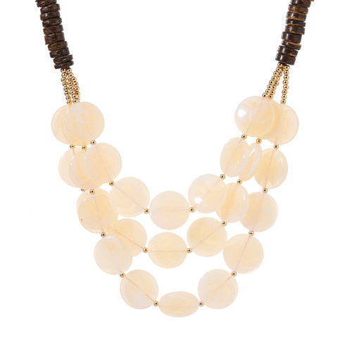 复古串珠椰壳圆片项链小众设计高级感个性夸张多层波西米亚女配饰