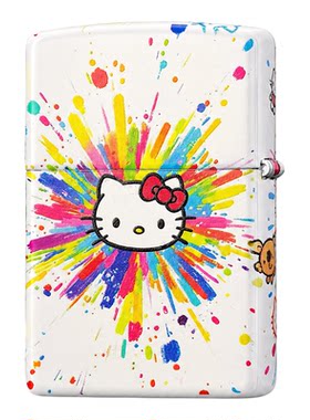 ZIPPO官方正品打火机涂鸦【Kitty爆炸猫微笑】彩印送礼男士卡通