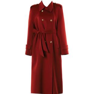 DPLAY2026年春季气质红色大衣100羊毛外套双面呢子大衣羊外套女