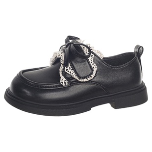 儿童公主皮鞋女童黑色鞋子秋冬女孩中大童英伦风乐福鞋软底表演鞋