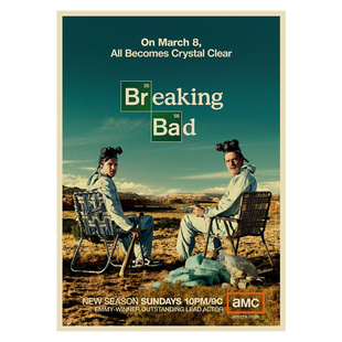 绝命毒师海报 电影画报 挂画 牛皮纸复古怀旧装饰画 无框画 壁纸