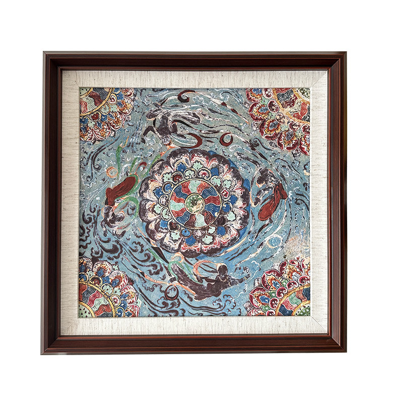 敦煌壁画莲花飞天茶室餐厅挂画