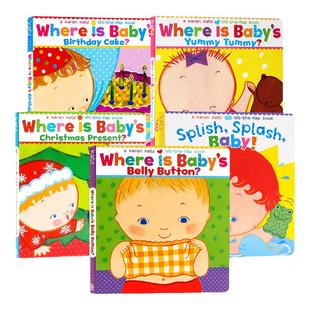 英文原版绘本Karen Katz凯伦卡茨翻翻书4册Where Is Baby's Yummy Tummy 宝宝美味肚子在哪里  幼儿启蒙入门 躲猫猫绘本