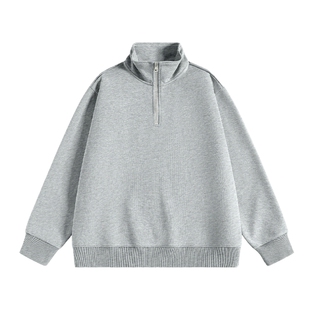 班尼路棉质卫衣男春秋季灰色针织套头衫半拉链立领上衣男士衣服A