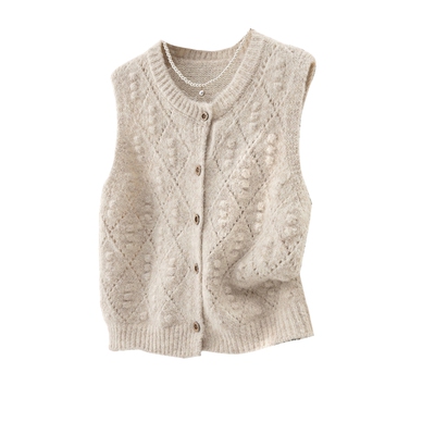 她池设计感宽松款圆领针织马夹