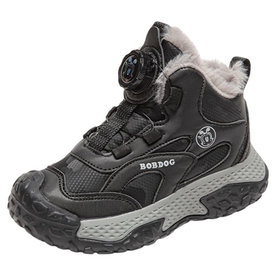 巴布豆男童加绒加厚大棉运动鞋