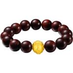 周六福黄金手串男士小叶紫檀转运珠定价3D硬金足金串珠情人节礼物