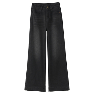 复古蓝阔腿牛仔裤女秋冬高腰裤子宽松显瘦垂坠感冬季加绒加厚长裤