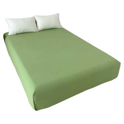 春野来电 百搭格纹全棉小粗布床单床笠单双人学生宿舍治愈抹茶绿