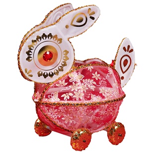 拖拉绳兔子灯中秋节发光中秋花灯蕾丝布艺兔兔手工艺品宫灯笼成品