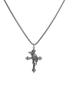 古着乌鸦十字架项链男士痞帅