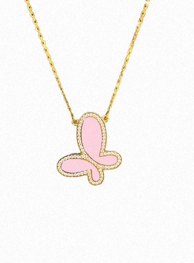 19716黄金钻石无敌蝴蝶项链